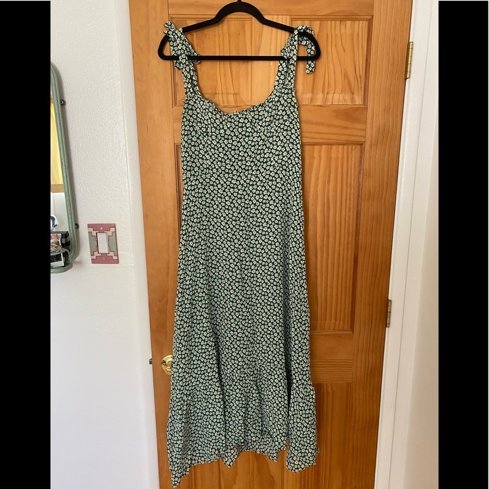 Reformation green floral print dress